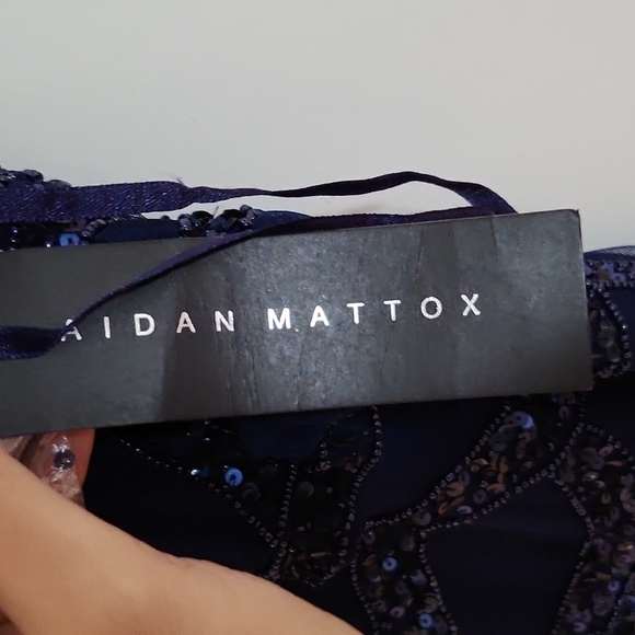 Holiday Ready!!!! Blue Embellished Aidan Mattox Dress Cocktail - Picture 3 of 5